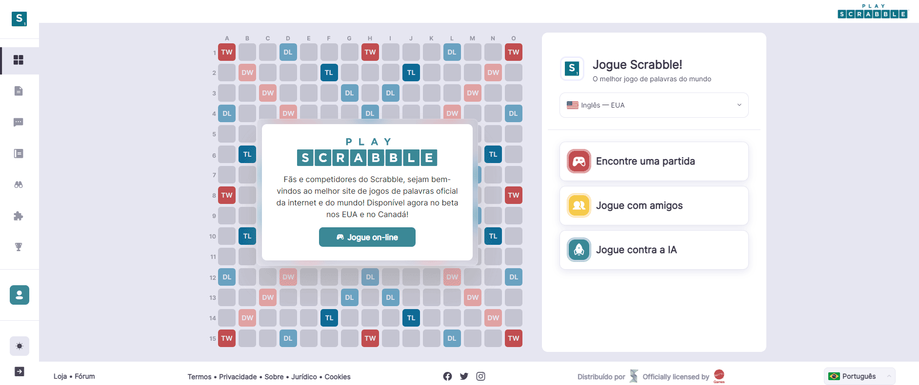 Captura de tela do Scrabble.