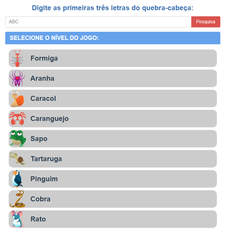 Jogo de educação para crianças adivinhar as letras da palavra