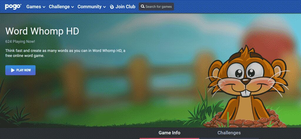 tela do Word Whomp, um dos principais jogos para aprender inglês