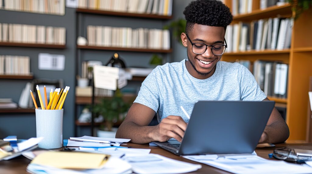 aluno estudando como ser fluente em inglês