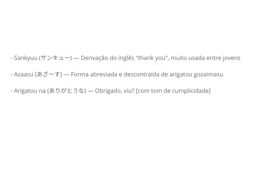 agradecimentos em japonês entre amigos