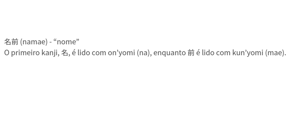 explicação de kuyomi e onyomi no kanji