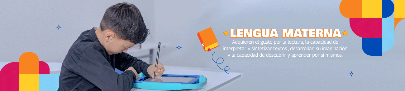 Estudiante usando tablet en Kumon; vos fortalecés Lengua Materna con lectura, síntesis de textos y autonomía.