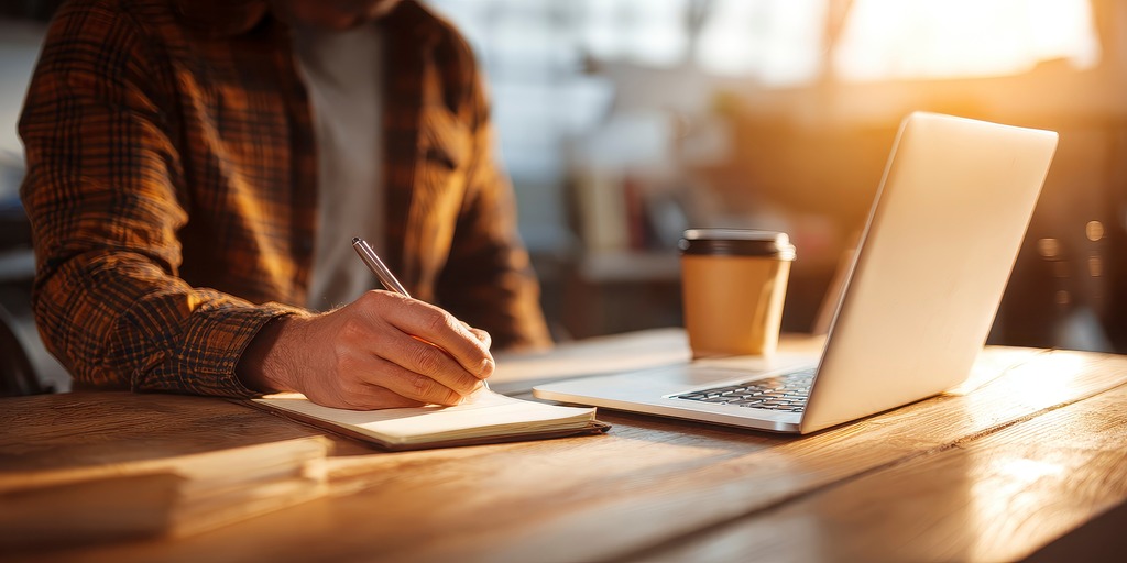 Homem estudando frases básicas do japonês.