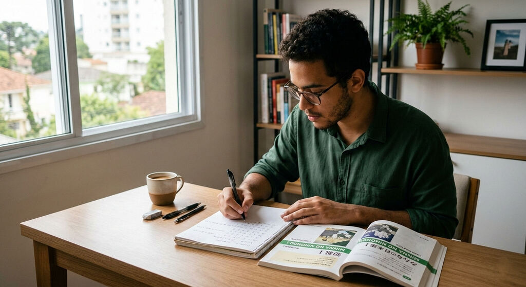 Homem atento estudando o que significa suki da yo.