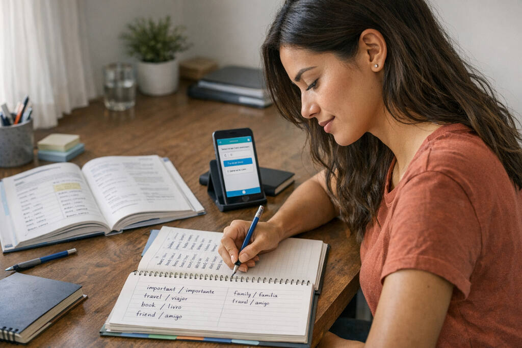 Mulher pesquisando os melhores idiomas para aprender rápido.