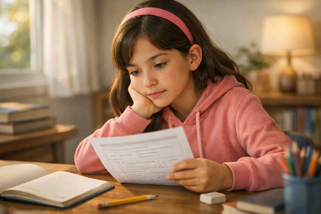 Menina estudando diferença dos porquês