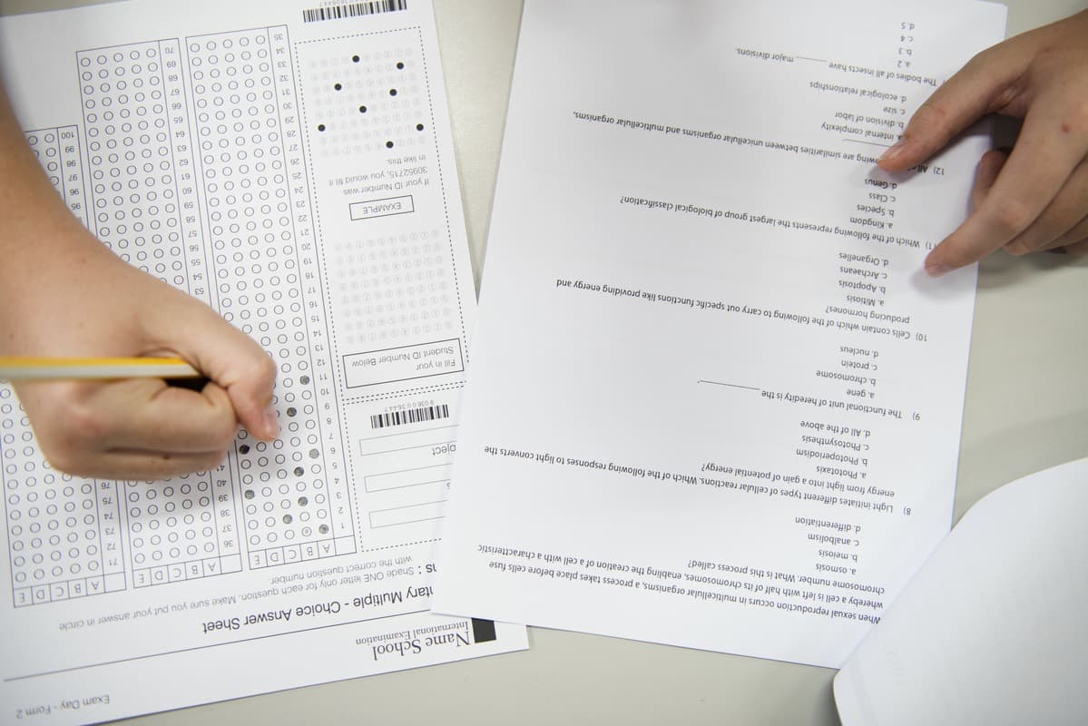 Estudante realizando prova de inglês TOEFL Junior