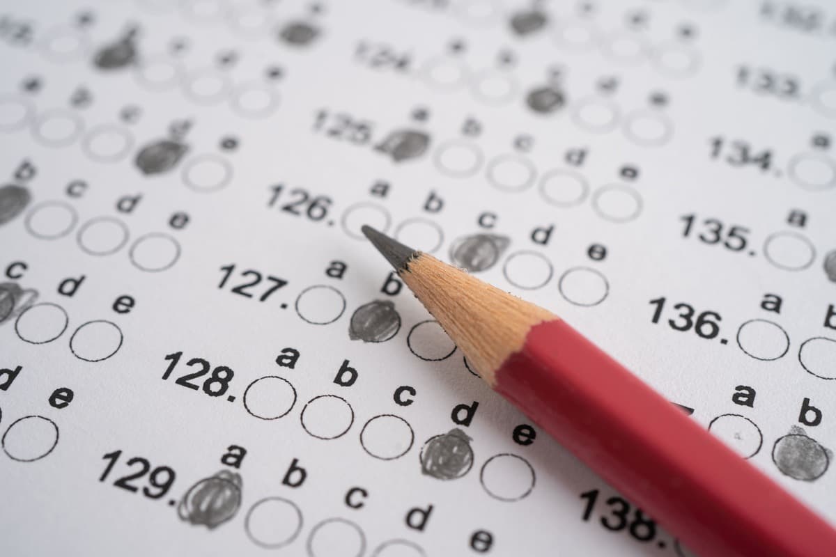 Folha de respostas de prova de inglês TOEFL Junior